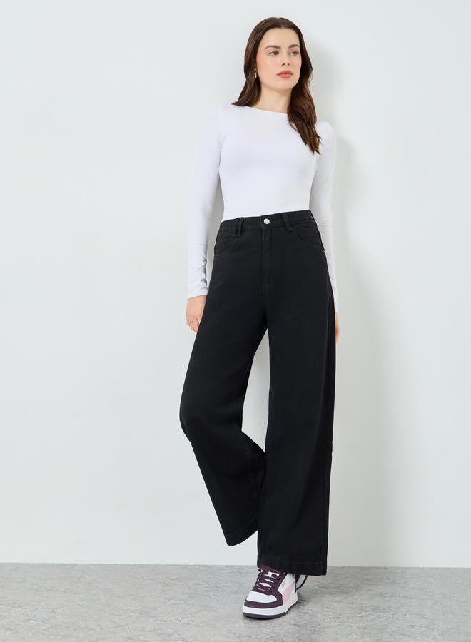 Styli Women Black Wide Leg Jeans - Image 4